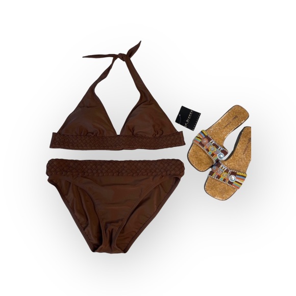 new La Blanca ༄ Woven 2 Piece Halter Bikini Set ༄ Chocolate Brown ༄ 12 ༄ Cruise - Picture 14 of 16